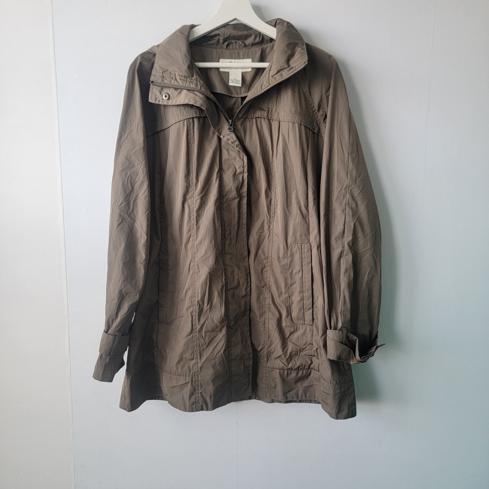 Orvis women'sโ full Zip & Snap Jacket size L Hooded Windbreaker